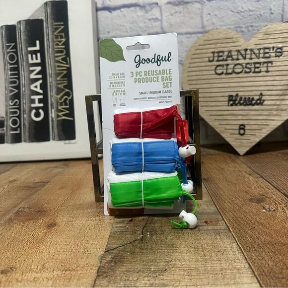 New 3 pc sets GOODFUL reusable produce storage bags small medium large - Picture 1 of 4